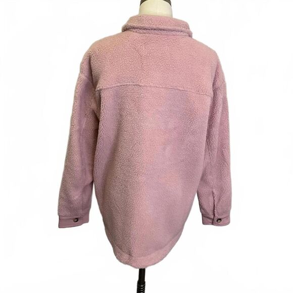 Brand New Zesica Women's Medium Pink Plush Teddy Button Up Jacket Coat - Picture 6 of 13